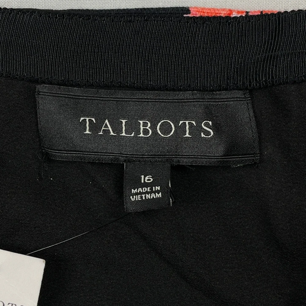 Talbots Womens 16 16W Black Pink Floral Canvas‎ Pencil Skirt Wedding Guest Work